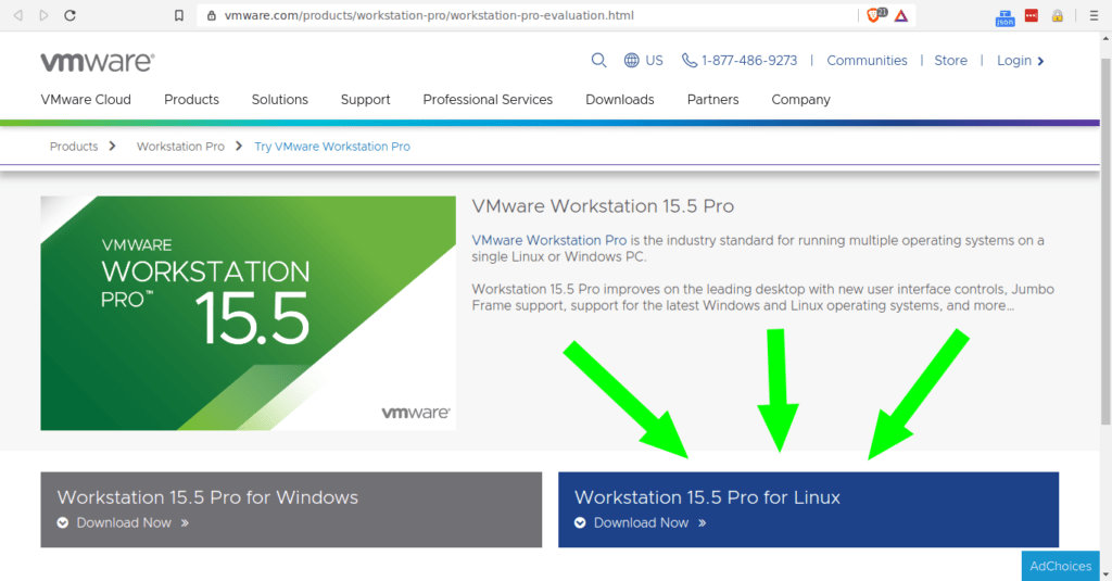 Descargando el instalador de VMware Workstation.