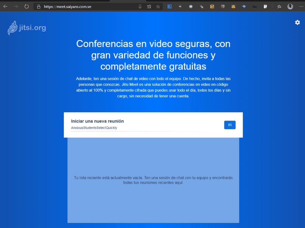 servidor Jitsi meet funcionando perfectamente
