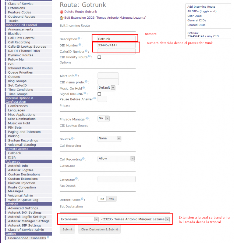 Issabel PBX trunk, extensiones y configuración de rutas Saiyans Blog
